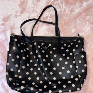 Kate Spade Extra Large Black and White Polka Dot Tote Bag